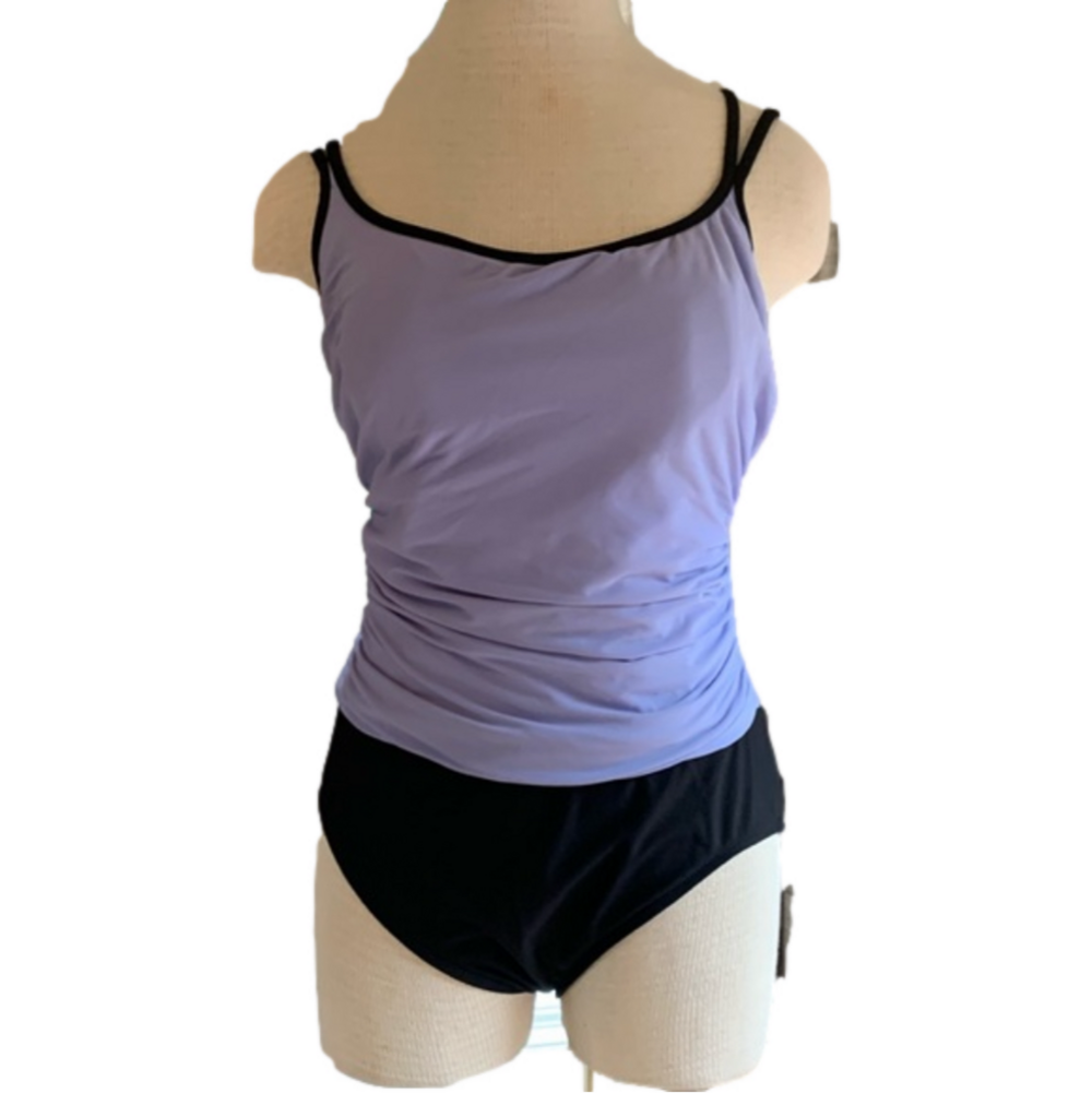 Trimshaper sz 14 one piece two tone swimsuit